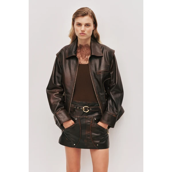 Aje Vexa Leather Jacket, view 3