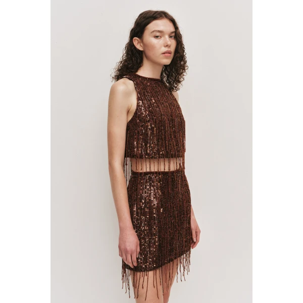 Aje Aire Sequin Skirt, view 4