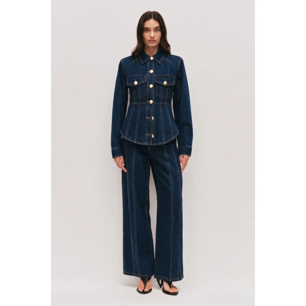 Aje Elodi Corset Denim Shirt, view 2