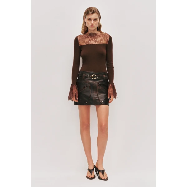 Aje Genna Lace Knit Top, view 3