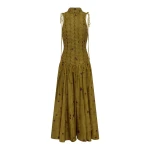 Alemais Astro Gown Olive  Sustainable Dresses with Alemais print - Coveti Australian Designer
