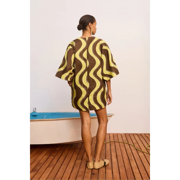 Alemais Frankie Mini Dress Yellow  Sustainable Dresses with Alemais print - Coveti Australian Designer