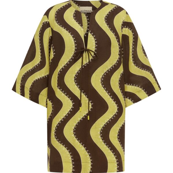 Alemais Frankie Mini Dress Yellow  Sustainable Dresses with Alemais print - Coveti Australian Designer