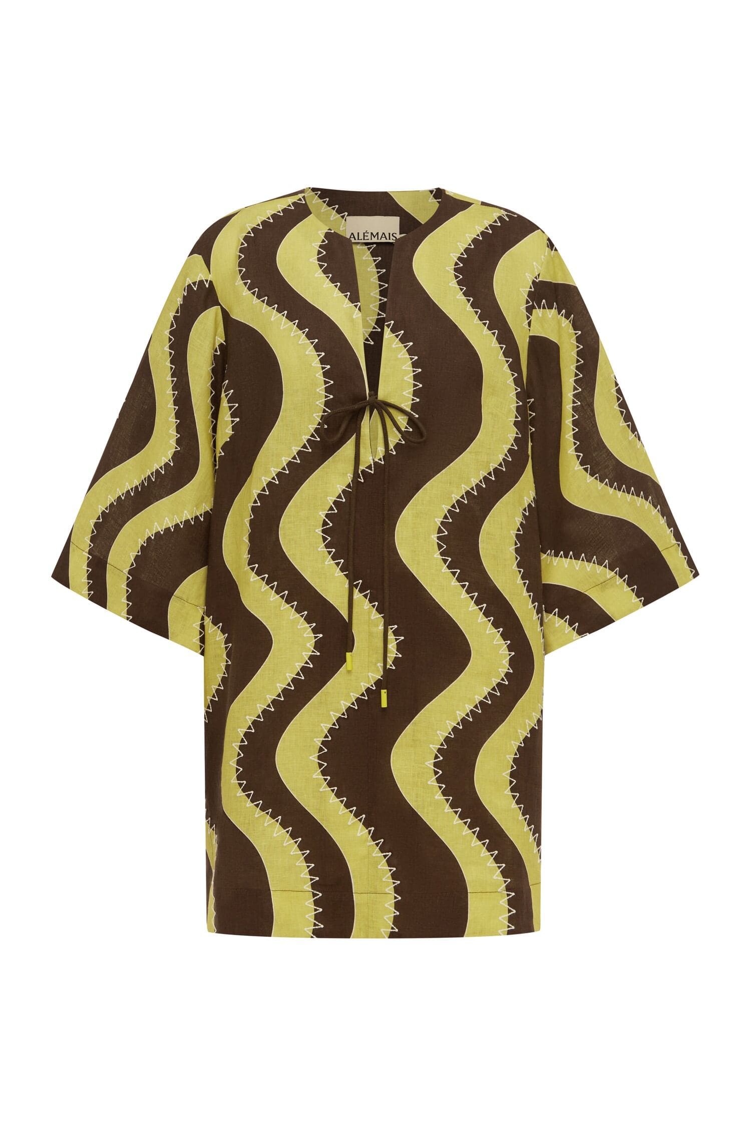 Alemais Frankie Mini Dress Yellow  Sustainable Dresses with Alemais print - Coveti Australian Designer