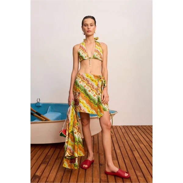 Alemais Janine Sarong Skirt  Sustainable Skirts with Alemais print - Coveti Australian Designer
