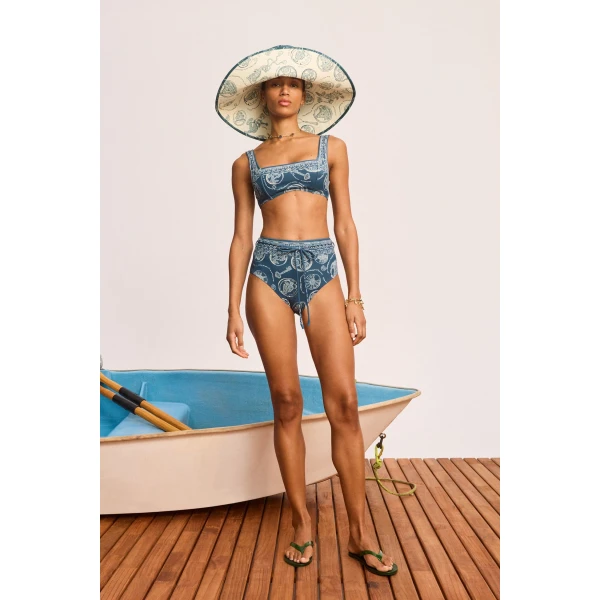 Alemais Lucky High Waist Brief  Sustainable Beachwear with Alemais print - Coveti Australian Designer