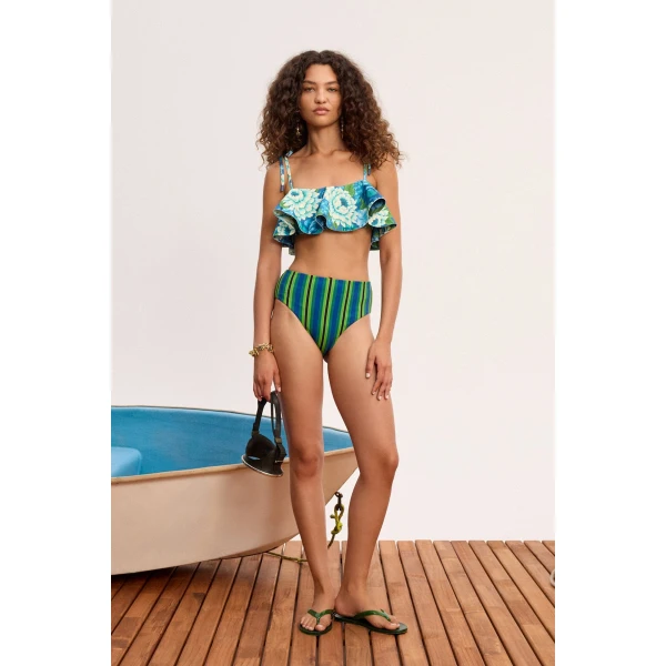 Alemais Margo Ruffle Top  Sustainable Tops with Alemais print - Coveti Australian Designer