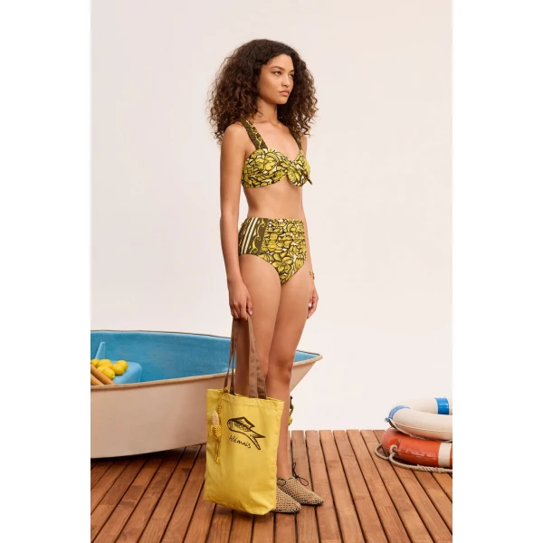 Alemais Mona High Waist Brief  Sustainable Beachwear with Alemais print - Coveti Australian Designer