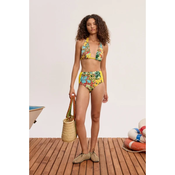 Alemais Solstice Mid Rise Brief  Sustainable Beachwear with Alemais print - Coveti Australian Designer
