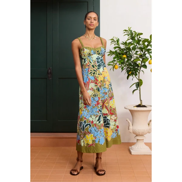 Alemais Solstice Midi Dress  Sustainable Dresses with Alemais print - Coveti Australian Designer