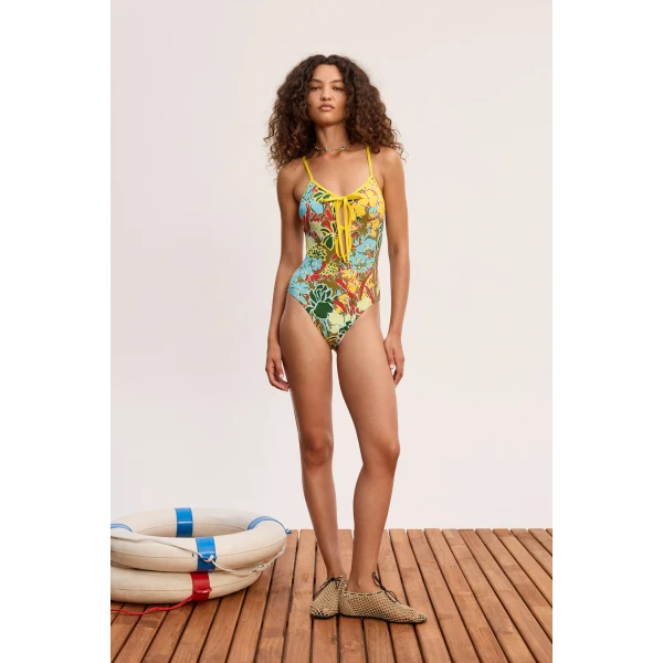 Alemais Solstice One Piece  Sustainable Beachwear with Alemais print - Coveti Australian Designer