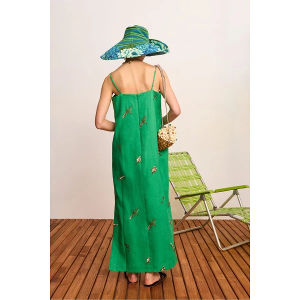 Alemais Wanda Embroidered Midi Dress  Sustainable Dresses with Alemais print - Coveti Australian Designer