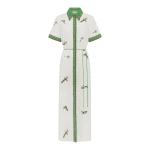 Alemais Wanda Embroidered Shirtdress  Sustainable Dresses with Alemais print - Coveti Australian Designer