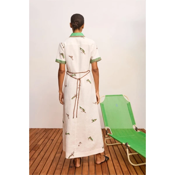 Alemais Wanda Embroidered Shirtdress  Sustainable Dresses with Alemais print - Coveti Australian Designer