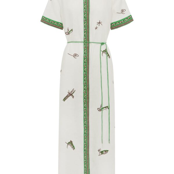 Alemais Wanda Embroidered Shirtdress  Sustainable Dresses with Alemais print - Coveti Australian Designer