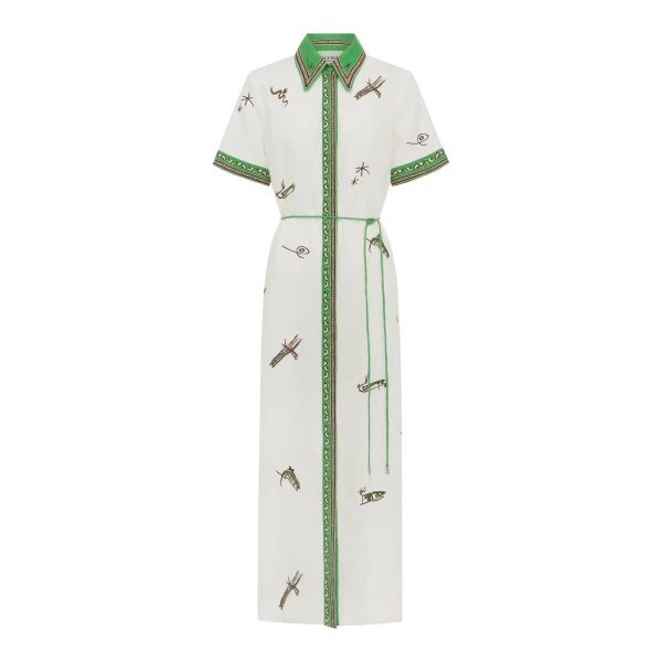 Alemais Wanda Embroidered Shirtdress  Sustainable Dresses with Alemais print - Coveti Australian Designer