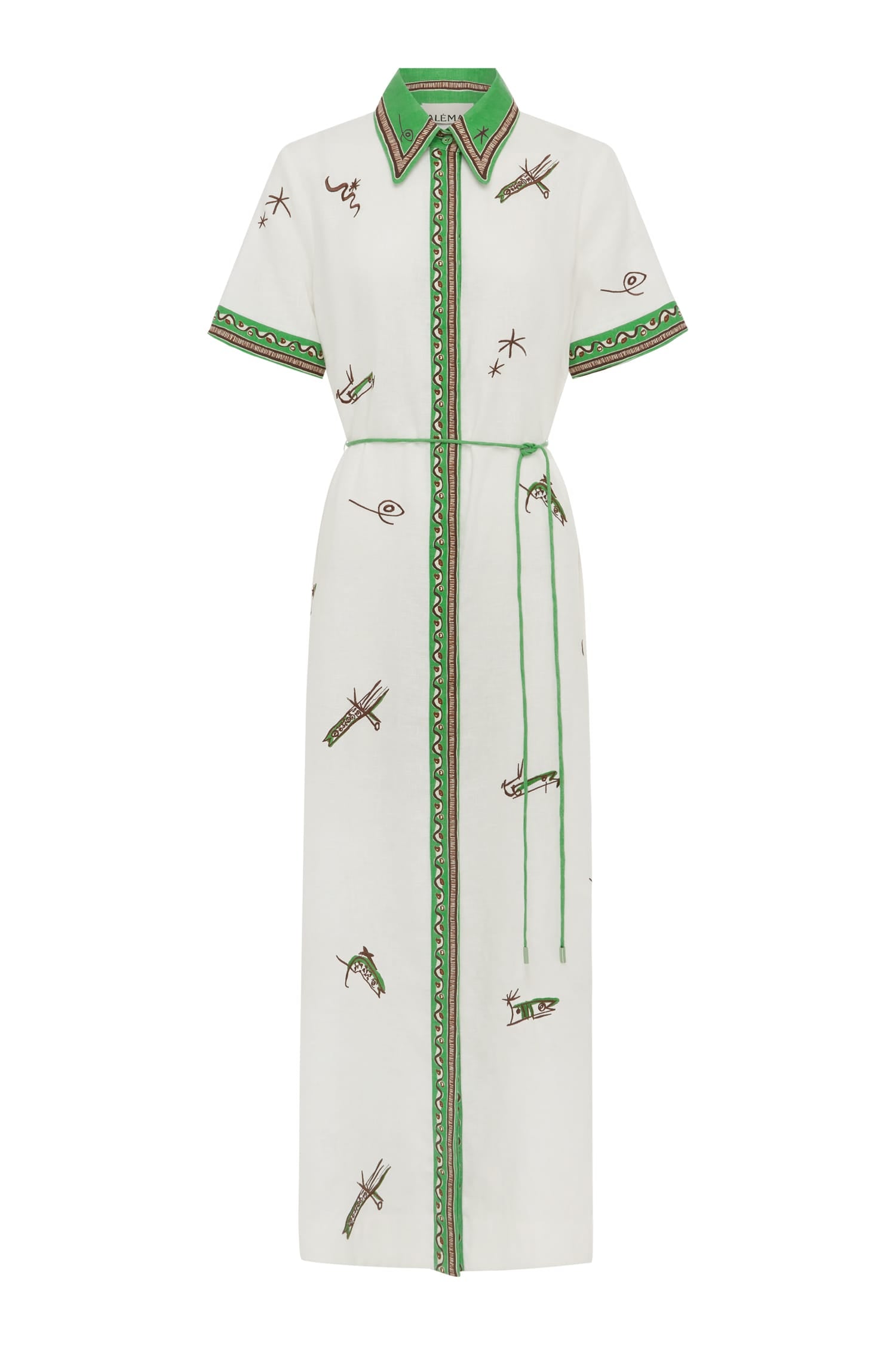 Alemais Wanda Embroidered Shirtdress  Sustainable Dresses with Alemais print - Coveti Australian Designer