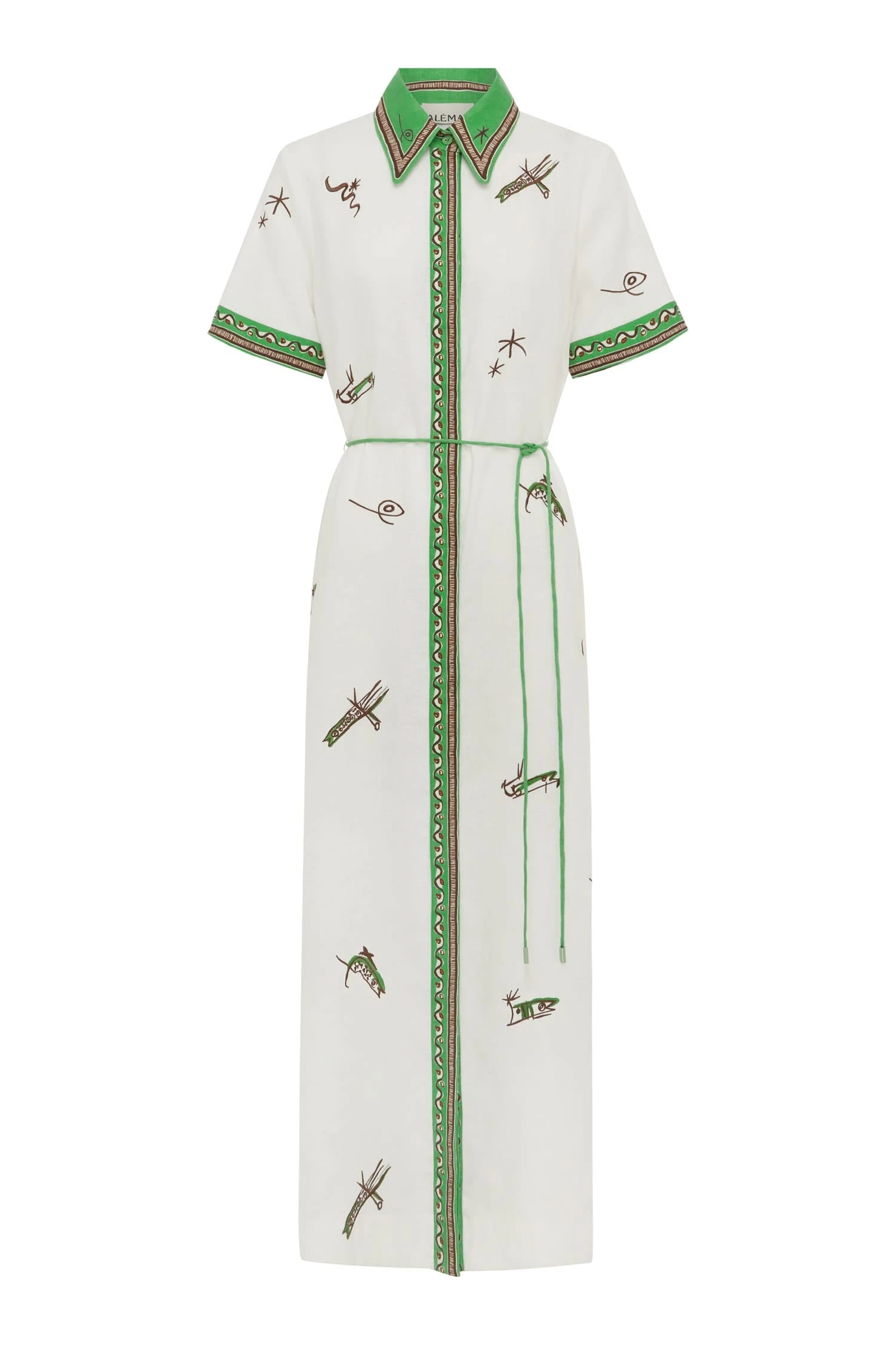 Wanda Embroidered Shirtdress by Alemais - Dresses Alemais Wanda Embroidered Shirtdress Sustainable Dresses with Alemais print - Coveti Australian Designer