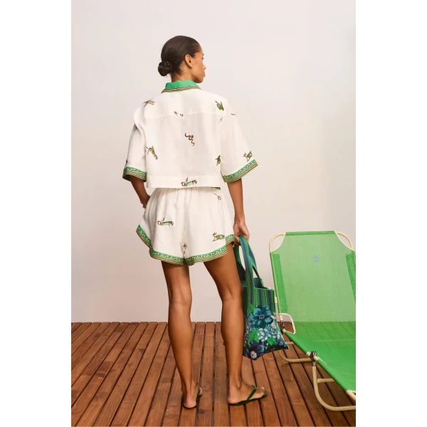 Alemais Wanda Embroidered Short  Sustainable Shorts with Alemais print - Coveti Australian Designer