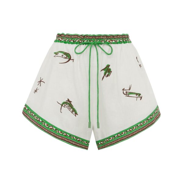 Alemais Wanda Embroidered Short  Sustainable Shorts with Alemais print - Coveti Australian Designer