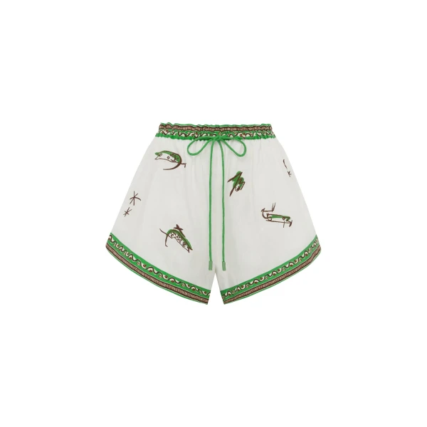 Alemais Wanda Embroidered Short  Sustainable Shorts with Alemais print - Coveti Australian Designer