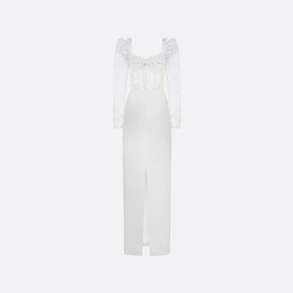 Cady Evening Dress with Lace Bustier
