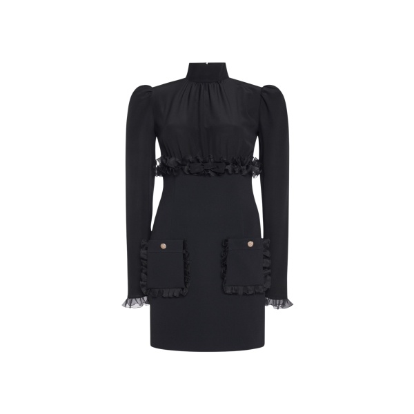 Alessandra Rich Cady Mini Dress with Ruffles