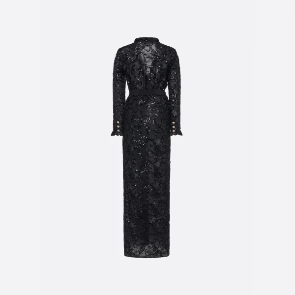 Sequin Embroidered Lace Evening Dress