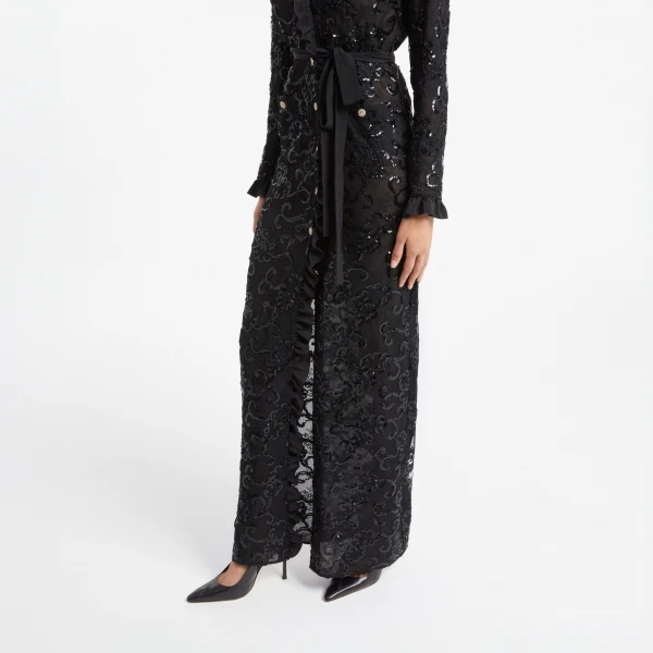 Sequin Embroidered Lace Evening Dress