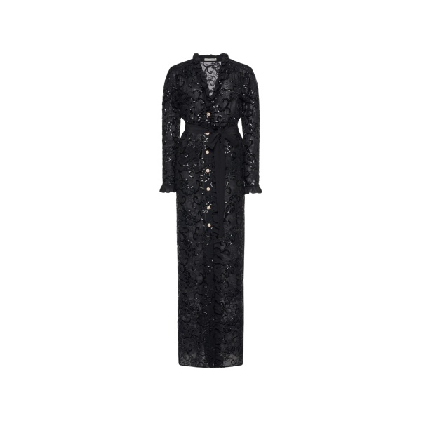 Alessandra Rich Sequin Embroidered Lace Evening Dress