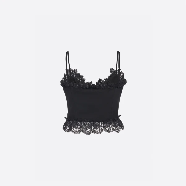 Silk Bustier Top with Lace Trims