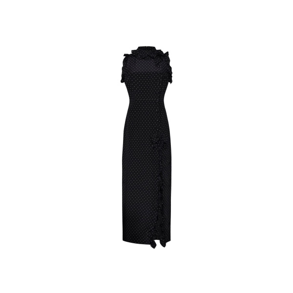 Alessandra Rich Silk High Neck Midi Dress