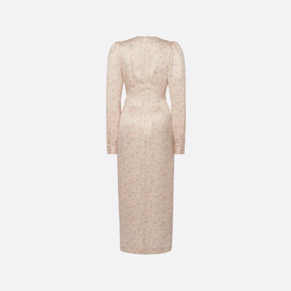 Silk Jacquard Draped Dress