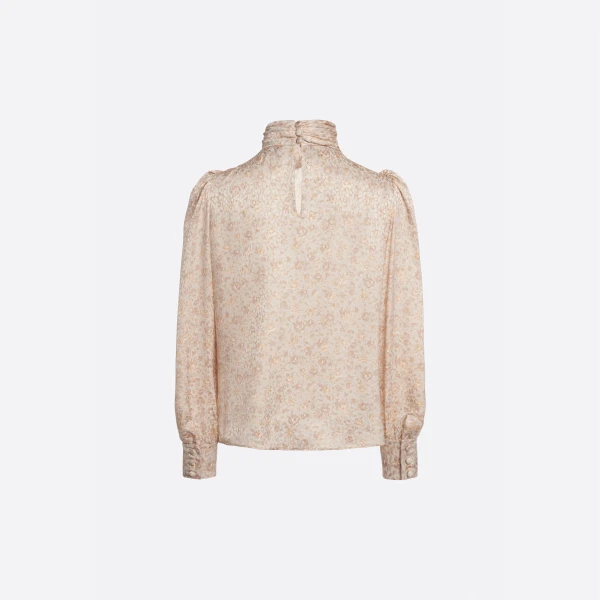 Silk Jacquard High Neck Blouse