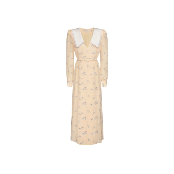 Alessandra Rich Silk Midi Dress with Collar