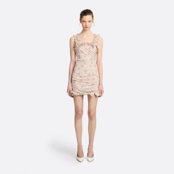Silk Mini Dress with Ruffles