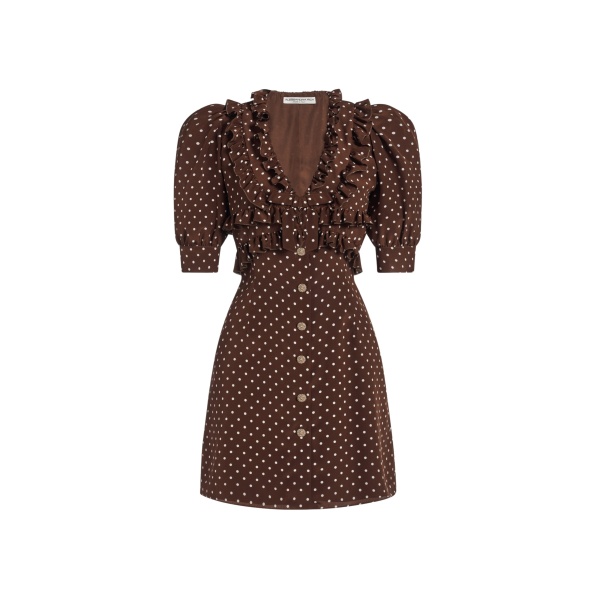 Alessandra Rich Silk Polka Dot Mini Dress