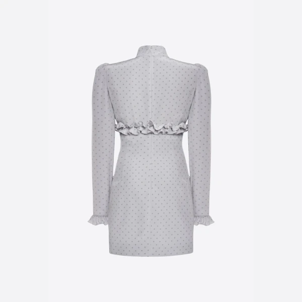 Silk Polka Dot Mini Dress with Ruffles