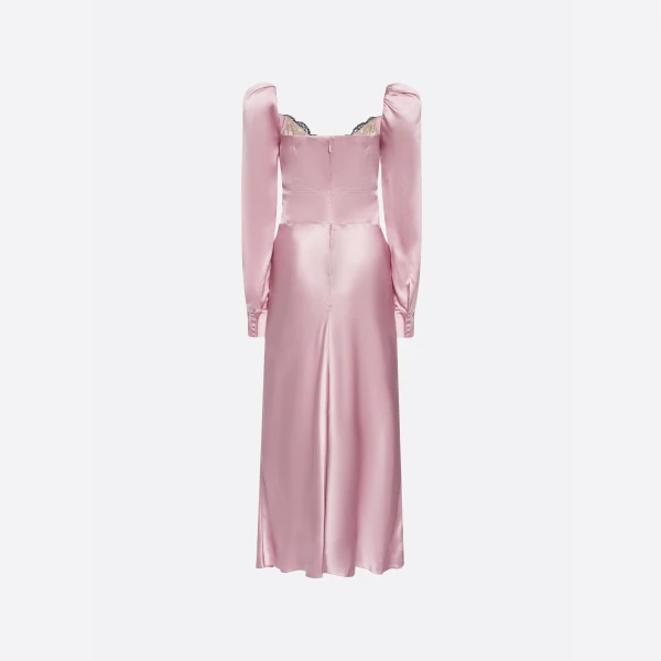 Silk Satin Midi Dress with Bow