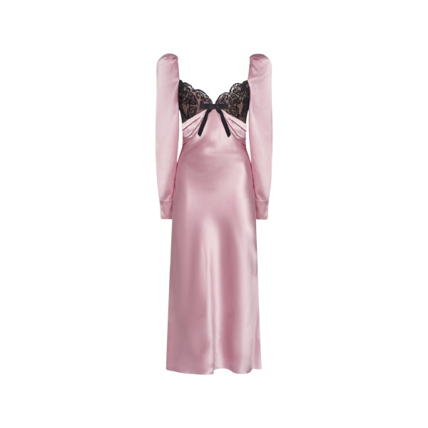 Alessandra Rich Silk Satin Midi Dress with Bow