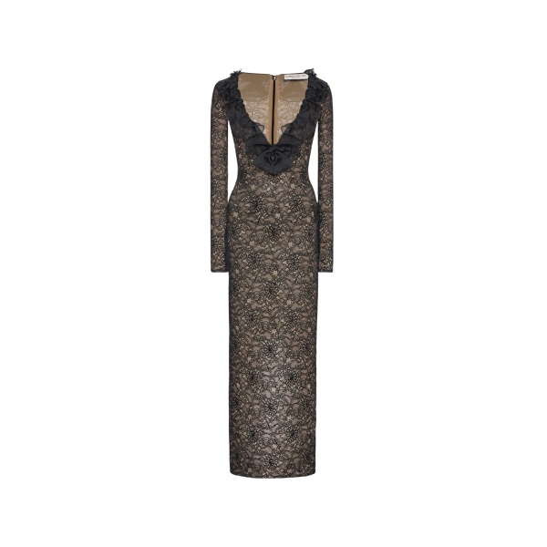 Alessandra Rich Stretch Lace Evening Dress