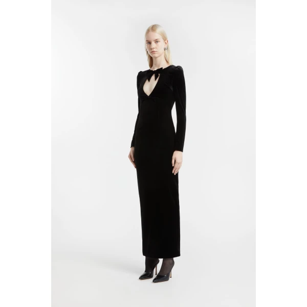 Alessandra Rich Velvet Dress with Bow, view 3