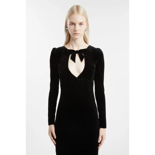 Alessandra Rich Velvet Dress with Bow, view 5