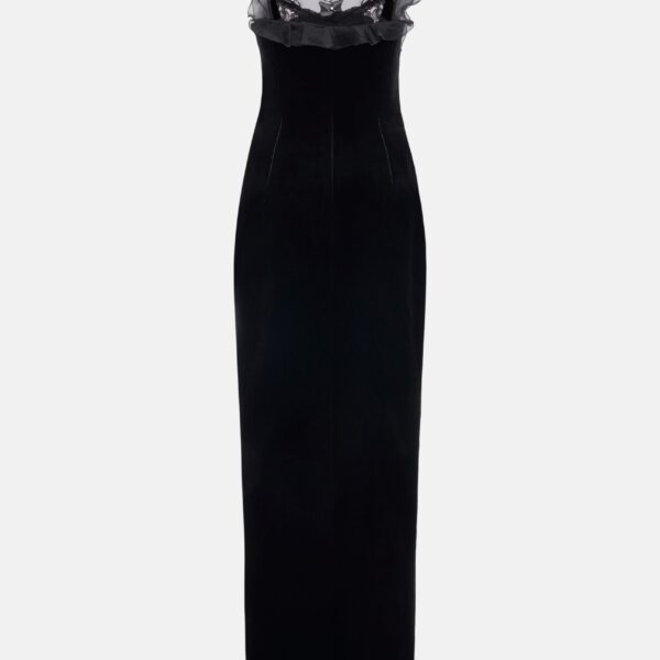 Velvet Dress with Lace Bustier