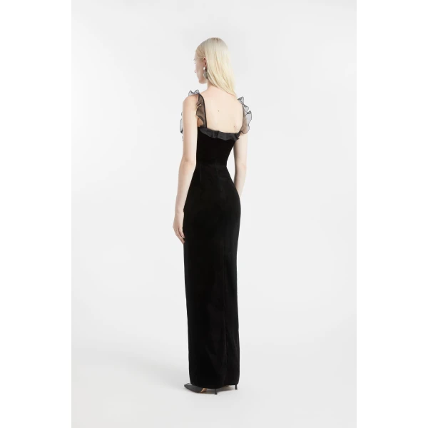 Alessandra Rich Velvet Dress with Lace Bustier, view 4