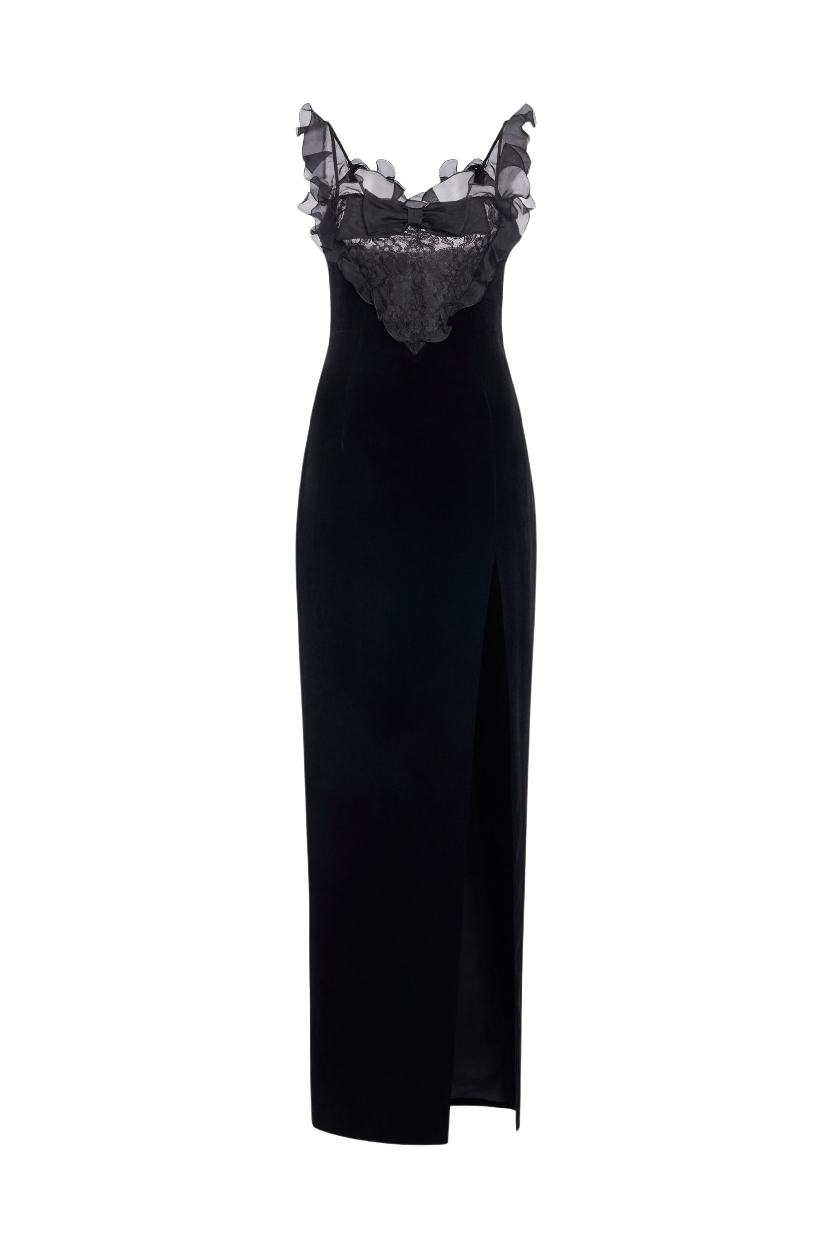 Alessandra Rich Velvet Dress with Lace Bustier