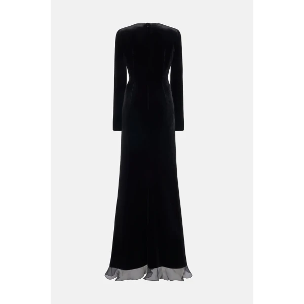 Alessandra Rich Velvet Dress with Ruches, view 2