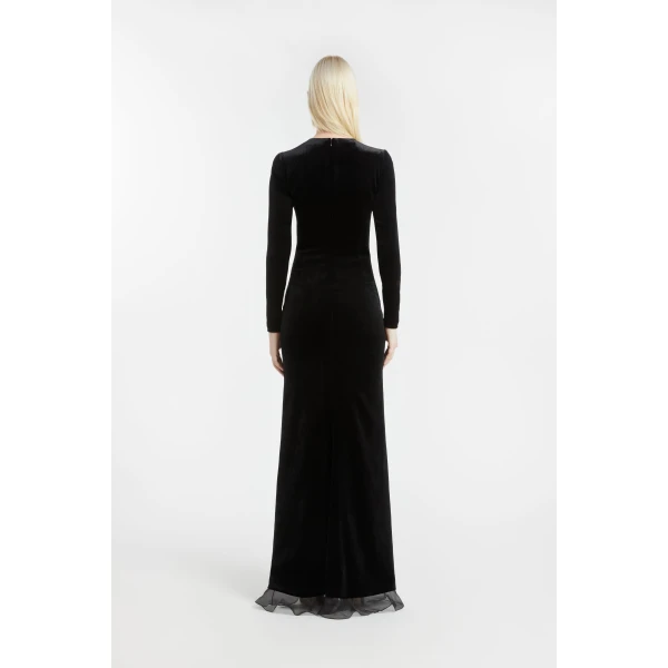 Alessandra Rich Velvet Dress with Ruches, view 4