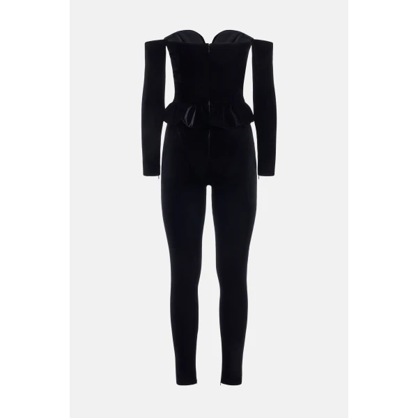 Alessandra Rich Velvet V Neck Jumpsuit, view 2