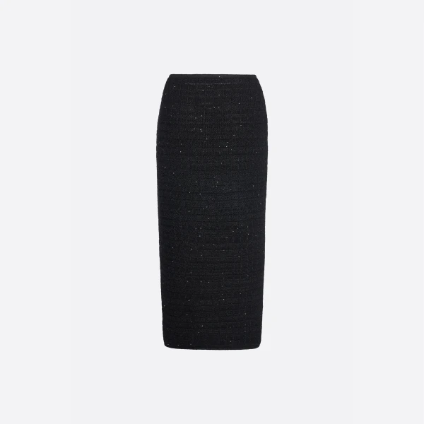 Wool Sequin Knit Midi Skirt